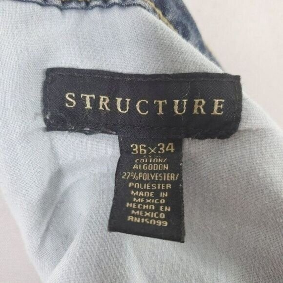 Vintage Structure Jeans 36x34 Straight Leg‎ Navy Jeans Denim Boot Cut - Picture 8 of 8